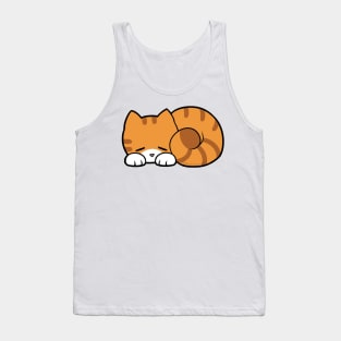 Sleepy Cat - Orange & White Tank Top